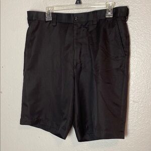 Flat Front Black Knee-Length Shorts